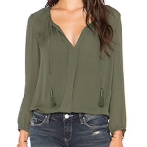 Joie Silk Blouse in Military Green